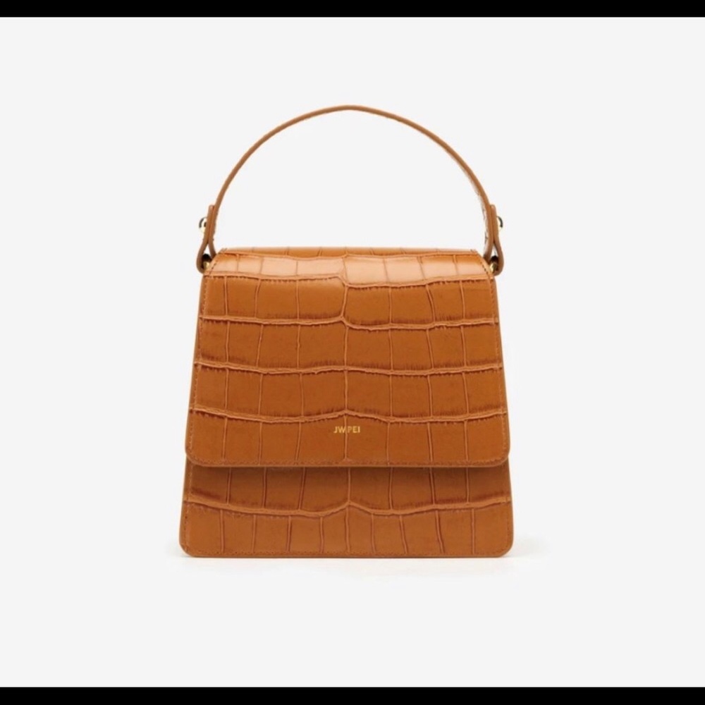 Fae Top Handle Bag - Light Brown Croc